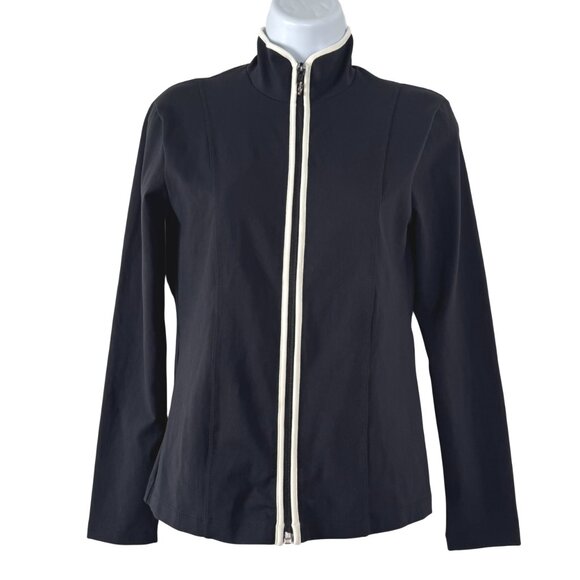 Blue Fish Jacket Womens Size 2 Black White Full Zip Stretch NWT CJ-2030 - Picture 1 of 11